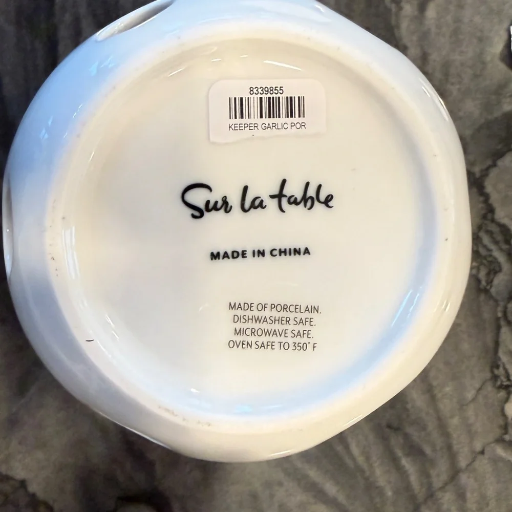 Sur La Table Porcelain Garlic Keeper White New